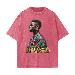 Royal By Design (King) - Streetwear American Vintage Waxed Dyed Washed  Heavyweight 100% Cotton T-Shirt