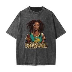 Royal By Design (Queen) - 100% Cotton T-Shirt/Streetwear/ American Vintage/ Waxed Dyed Washed/Heavyweight