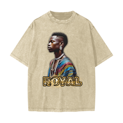 Royal By Design (King) - Streetwear American Vintage Waxed Dyed Washed  Heavyweight 100% Cotton T-Shirt