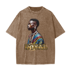 Royal By Design (King) - Streetwear American Vintage Waxed Dyed Washed  Heavyweight 100% Cotton T-Shirt