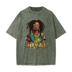 Royal By Design (Queen) - 100% Cotton T-Shirt/Streetwear/ American Vintage/ Waxed Dyed Washed/Heavyweight