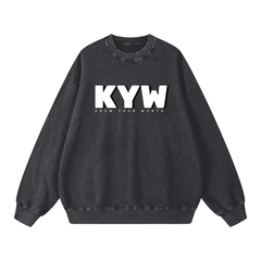 KYW (Know Your Worth) - 360 GSM/Acid Wash/Oversize Sweatshirt