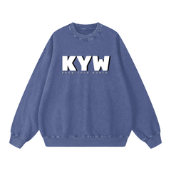 KYW (Know Your Worth) - 360 GSM/Acid Wash/Oversize Sweatshirt