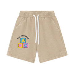 Teach Me - Kids Shorts/100% Cotton/Streetwear/Heavyweight 290 GSM/Vintage Washed