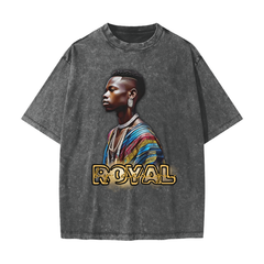 Royal By Design (King) - Streetwear American Vintage Waxed Dyed Washed  Heavyweight 100% Cotton T-Shirt