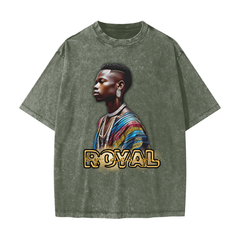 Royal By Design (King) - Streetwear American Vintage Waxed Dyed Washed  Heavyweight 100% Cotton T-Shirt