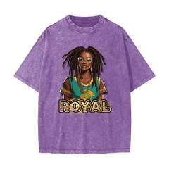 Royal By Design (Queen) - 100% Cotton T-Shirt/Streetwear/ American Vintage/ Waxed Dyed Washed/Heavyweight